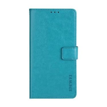 Imagem de Capa para Samsung Galaxy A8 Plus 2018,PU Couro magnético Flip telefone case compatível com Samsung Galaxy A8 Plus 2018 Capa,Design de carteira com furo para cartão -Blue