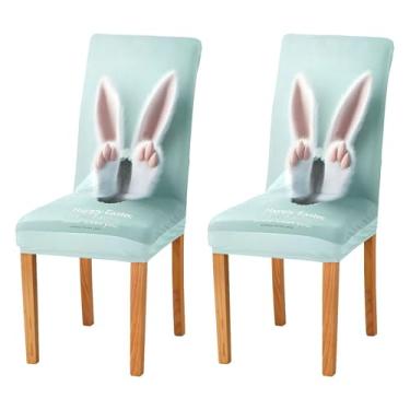 Imagem de SEHANY Lindas capas de cadeira de coelho de conto de fadas para sala de jantar, conjunto de 4, capa protetora elástica removível e lavável para cadeira de jantar para cozinha, hotel, festa, decoração