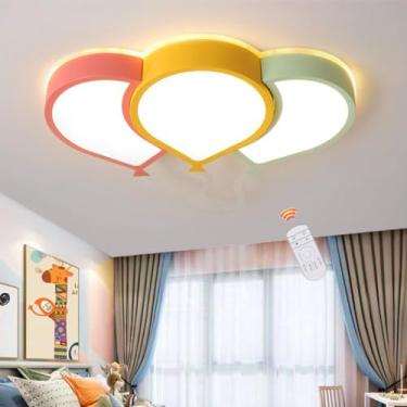 Imagem de Luminária de teto LED em formato de balão para quarto infantil, criativa, 36W, dimerizável, com controle remoto, para meninos e meninas, com cúpula de acrílico, ideal para sala de jantar e s