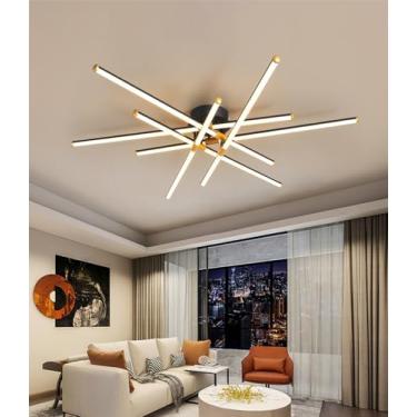 Imagem de Luminária de teto LED moderna e regulável para sala de estar, com controle remoto, ideal para quarto, sala de jantar, cozinha e escritório (120 cm).