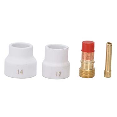 Imagem de WALFRONT Kit de Lente de Gás TIG, 4 Unidades WP17 WP18 WP26 Série 24 Mm Orifício Com Bico de Cerâmica para Soldagem a de Argônio, Maior Resistência Ao Impacto Em Baixa Temperatura, Adequado para