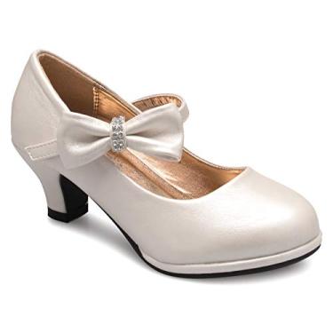 Imagem de Olivia K Sapato feminino com salto Mary Jane Kitten Bow (bebê/menina), Poliuretano marfim, 17