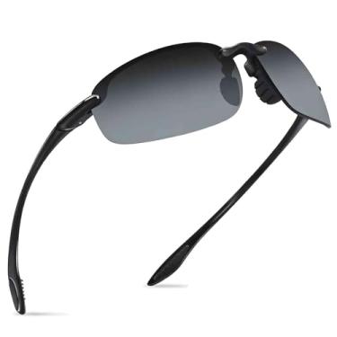 Imagem de WISTON Óculos de sol esportivos polarizados para homens e mulheres Tr90 armação sem aro para corrida, pesca, beisebol, dirigir W8001, B6 preto/cinza gradiente - não polarizado, Standard