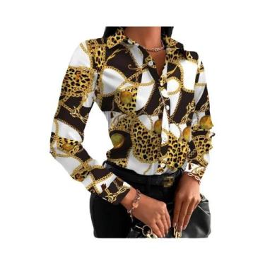 Imagem de Blusa Feminina De Manga Longa Com Estampa Floral, Cadeia E Letras, Est