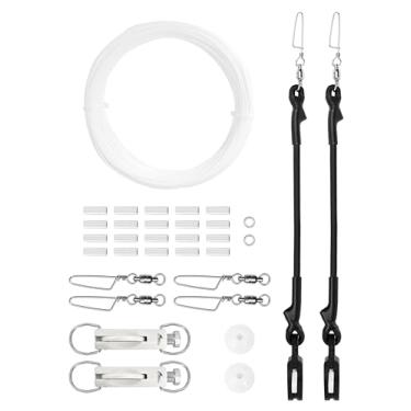 Imagem de BLUEWING Kit de equipamento de estabilizador único atualizado V3 All-in-One com linha mono de 181 kg, clipes de liberação, polia, giros de pressão, crimpagens, batentes de bola e anéis para