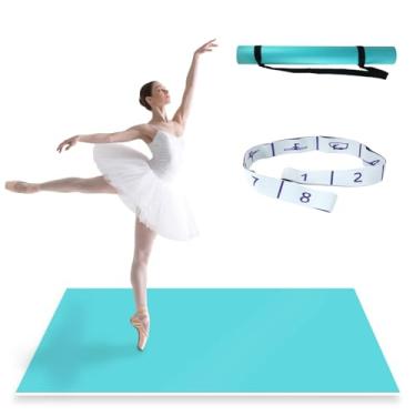 Imagem de NZELSW Tapete de pista de dança antiderrapante com alça de ombro portátil e faixa de resistência à dança, pista de dança para balé, jazz, tapete reutilizável de PVC grosso pop (azul, 180 cm x 90 cm x