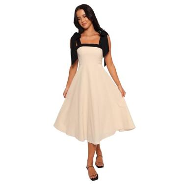 Imagem de Petal & Pup Vestido feminino Olinda Midi preto aveia, Bege aveia, PP