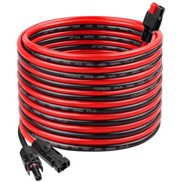Imagem de MOOKEERF Cabo de painel solar 10AWG para conector Anderson - Cabo de extensão solar de 1,5 m com conector estilo Anderson para gerador solar de painel solar de estação de energia portátil