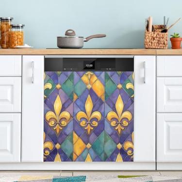 Imagem de ATTX Capa magnética para lava-louças Mardi Gras | Adesivo decorativo de eletrodomésticos de 58 x 66 cm para armários domésticos e eletrodomésticos (109)