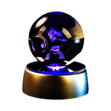Imagem de Lâmpada Noturna 3D Pikachu Gengar Mewtwo Estátua De Bola De Cristal Po