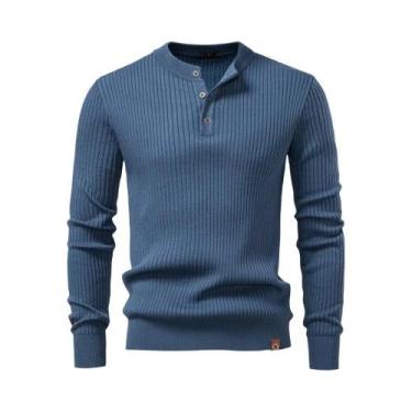 Imagem de Camisa Polo De Manga Longa Com Listras Em Relevo Para Homens AIOPESON 