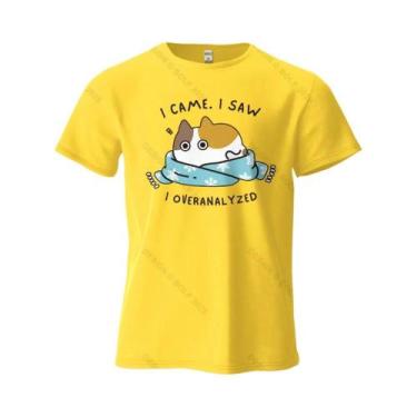 Imagem de Camiseta Gráfica Oversized Com Estampa De Gato Humorística Para Homens