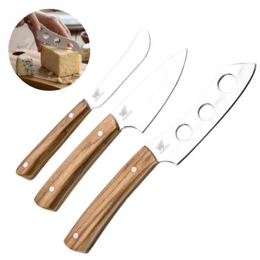 Imagem de Kit 2 Facas Para Queijo Inox Com Espátula Cabo de Madeira Carmel Imports