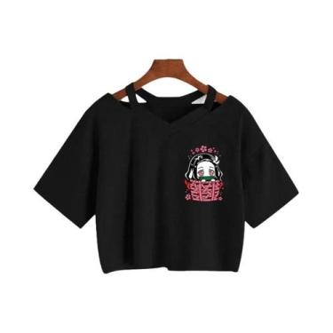 Imagem de Camiseta Feminina Demon Slayer Nezuko Kimetsu No Yaiba Crop Top Tanjir