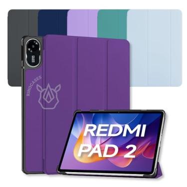 Imagem de Capa para Xiaomi Redmi Pad 2 – Kit Opcional com Película e Caneta - Case Rígida Magnética, Função Sleep/Wake e Suporte Integrado (Roxo, Redmi Pad 2 (Apenas Capa))
