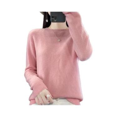 Imagem de Suéter Feminino De Lã Com Gola Redonda, Manga Longa, Tricô, Elegante, 