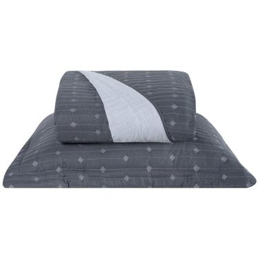 Imagem de Cobre Leito Solteiro Decor Bordado 200 Fios 2 Peças - Grafite