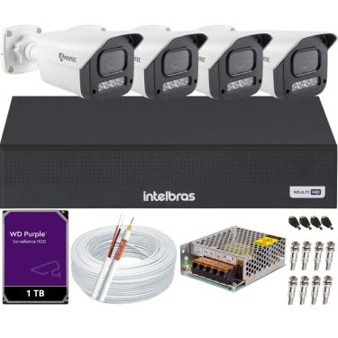 Imagem de Kit 4 Câmeras Full Color C/Áudio Dvr Intelbras 4ch 1TB Purple