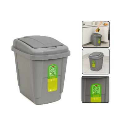 Imagem de Lixeira click pia cozinha cesto lixo tampa smart bancada chao banheiro