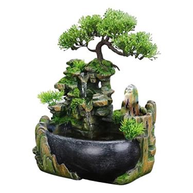 Imagem de Fonte de mesa Rockery Stream, característica de cascata interna de meditação zen com bomba e interruptor automáticos, fonte de mesa para decoração de quarto de escritório em casa (B)