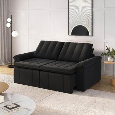 Imagem de Sofá Cama Palmeira 3 Lugares Retrátil Reclinável 220cm Veludo CabeCasa