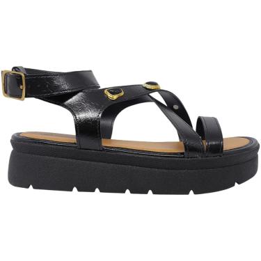 Imagem de Sandália Anabela Feminina Casual Dia a Dia Passeio Trabalho Conforto Detalhes Metalizados Mississipi J0213