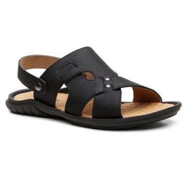 Imagem de Sandalia Transpassada Centuria Tamanho Especial Couro Preto-Masculino