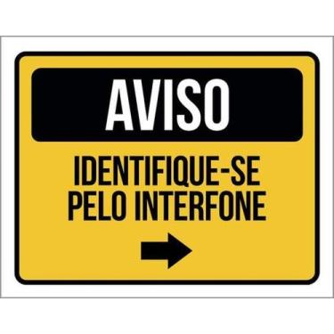 Imagem de Kit 10 Placas Aviso Identifique-Se Interfone Seta Direita - Sinalizo