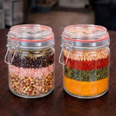 Imagem de Potes Hermético Mantimentos Vidro Trava Metal 750ml Kit 12pç