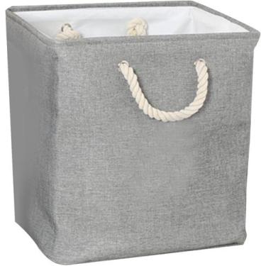Imagem de Cesto Organizador Easy Decor em Linho Dobrável 36L, Cinza
