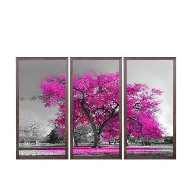 Imagem de Quadros Decorativos em Mosaico com moldura em madeira 103x63 cm e vidr