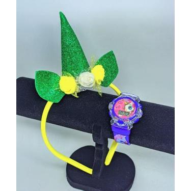 Imagem de Kit Relógio Infantil Digital Pisca Luz Led Toca Musica Desenho Disney 