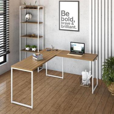 Imagem de Mesa de Escritorio em L Diretor Dynamica 150cm Est.Branca - Metalig