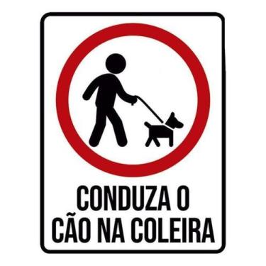 Imagem de Kit 10 Placas Sinalização - Conduza Cão Na Coleira - Sinalizo