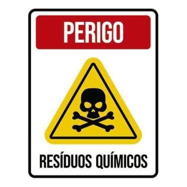 Imagem de Kit 10 Placas Perigo Resíduos Químicos Caveira 36X46 - Sinalizo