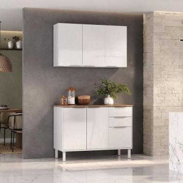 Imagem de Cozinha Modulada Compacta em Aço 2 Peças 5 Portas 2 Gavetas Dobradiças