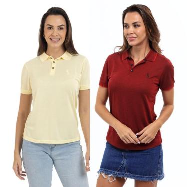 Imagem de Kit 2 Camisa Polo Feminina Piquet Viscose Casual-Feminino
