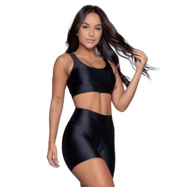 Imagem de Conjunto Top e Short New Zig 3D Bella Fiore Bojo Compressão Academia Treino Moda Fitness-Feminino