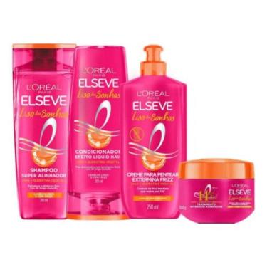 Imagem de Kit Elseve Liso Dos Sonhos Shamp+condic 200 Ml+mascara+creme