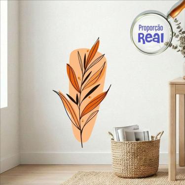 Imagem de Adesivo Floral Boho Laranja Estilo Nórdico 47x90 Minimalista Mod.03