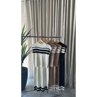 Imagem de Conjunto Tricot Canelado com listras e Calça Pantalona - Susie Modas, 