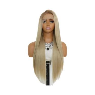 Imagem de Peruca Sintética Longa Lisa Com Renda Frontal 13x4, Loiro Mel Ombré E 