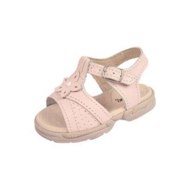 Imagem de Sandália Ortopédica Infantil Couro Menina Salomé Flor Rosa-Feminino