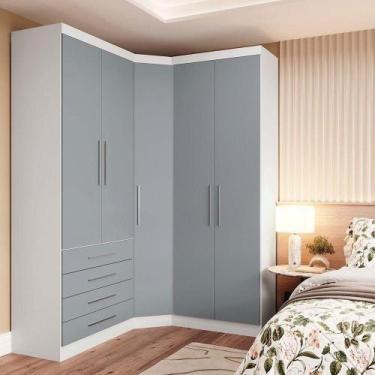 Imagem de Guarda Roupa De Canto 3 Peças 5pt 4 Gv Alpes Luciane Móveis Branco Pf-