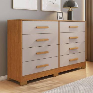 Imagem de Cômoda para Quarto 8 Gavetas 98x133cm Olga Cinamomo/Off White