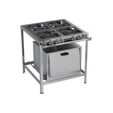Imagem de Fogão Industrial 4 Bocas 30X30 com Forno S2000 Metalmaq