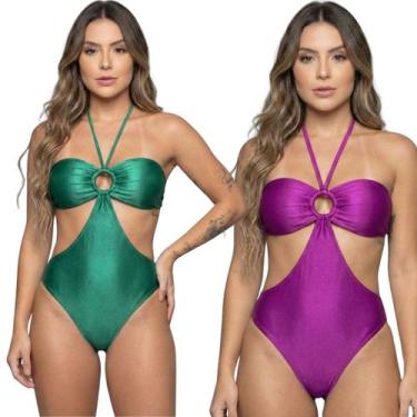 Imagem de KIT 2 Maiô Uv Suplex com Bojo Liso Bella Fiore Body Basico Para Piscin