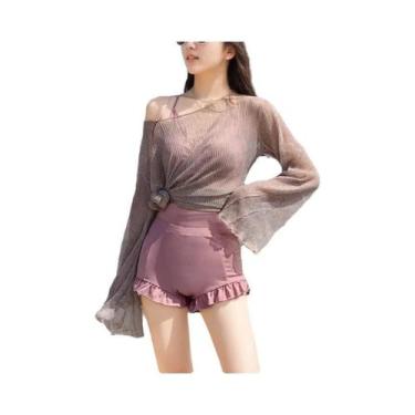 Imagem de Maiô Feminino De Uma Peça Cor Sólida Com Efeito Redutor E Cintura Ajus