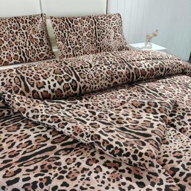Imagem de Conjunto de edredom SDY Cheetah Print Queen Size com 2 fronhas