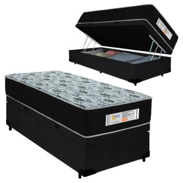 Imagem de Cama Box Baú Solteiro Suede + Colchão Molas Ensacadas SerenePrime Sonn